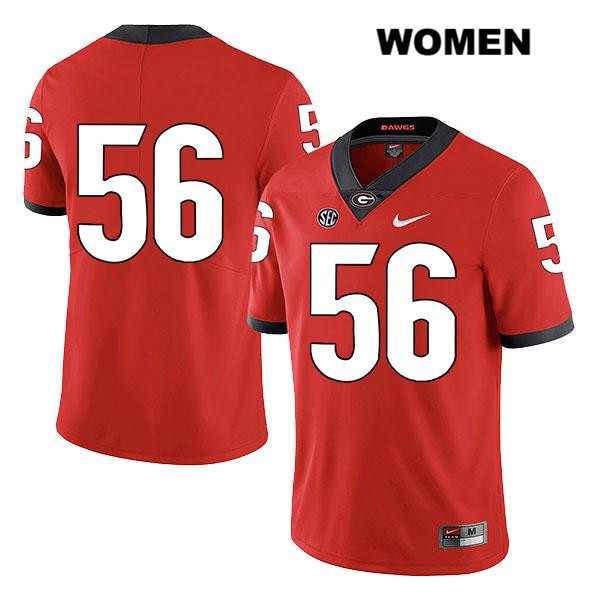 Georgia Bulldogs Women's William Mote #56 NCAA No Name Legend Authentic Red Nike Stitched College Football Jersey PZX2556HC